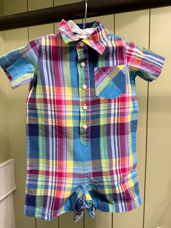 Polo Ralph Lauren Other - Polo Ralph Lauren Baby Boy Madras Plaid Romper - 9 Months